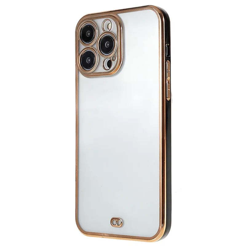 For iPhone 14 Pro Max Soft TPU Phone Case Camera Lens Protection Electroplated Phone Cover - Black
