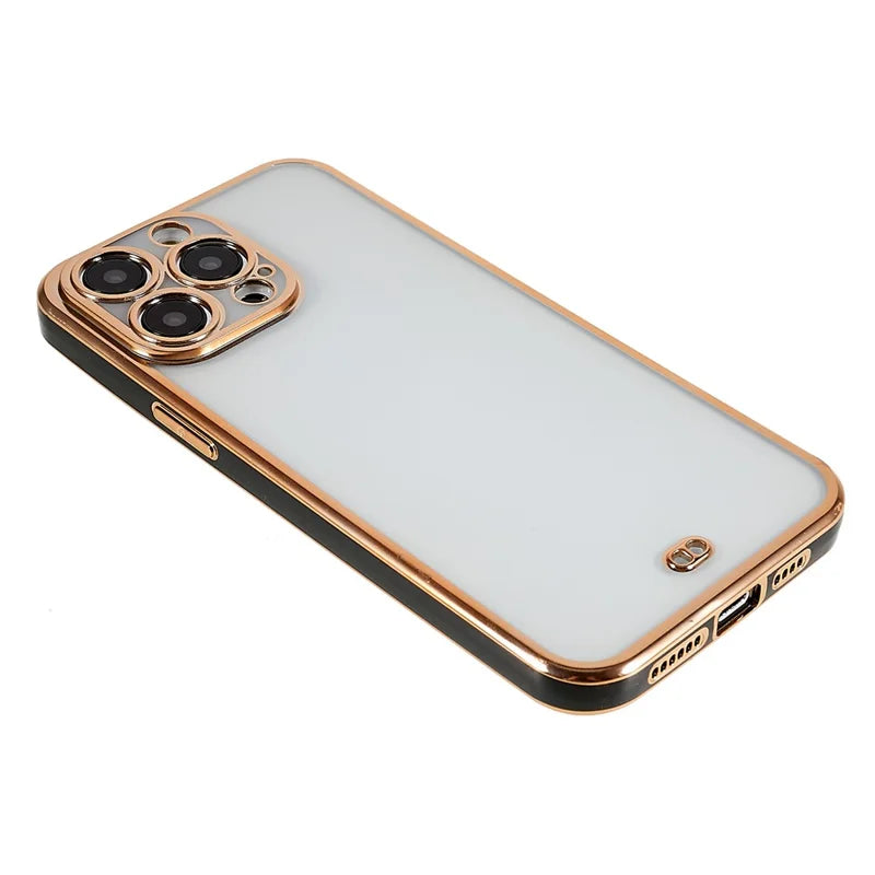 For iPhone 14 Pro Max Soft TPU Phone Case Camera Lens Protection Electroplated Phone Cover - Black