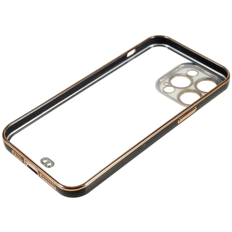 For iPhone 14 Pro Max Soft TPU Phone Case Camera Lens Protection Electroplated Phone Cover - Black