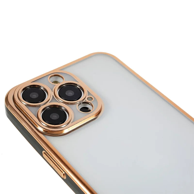 For iPhone 14 Pro Max Soft TPU Phone Case Camera Lens Protection Electroplated Phone Cover - Black