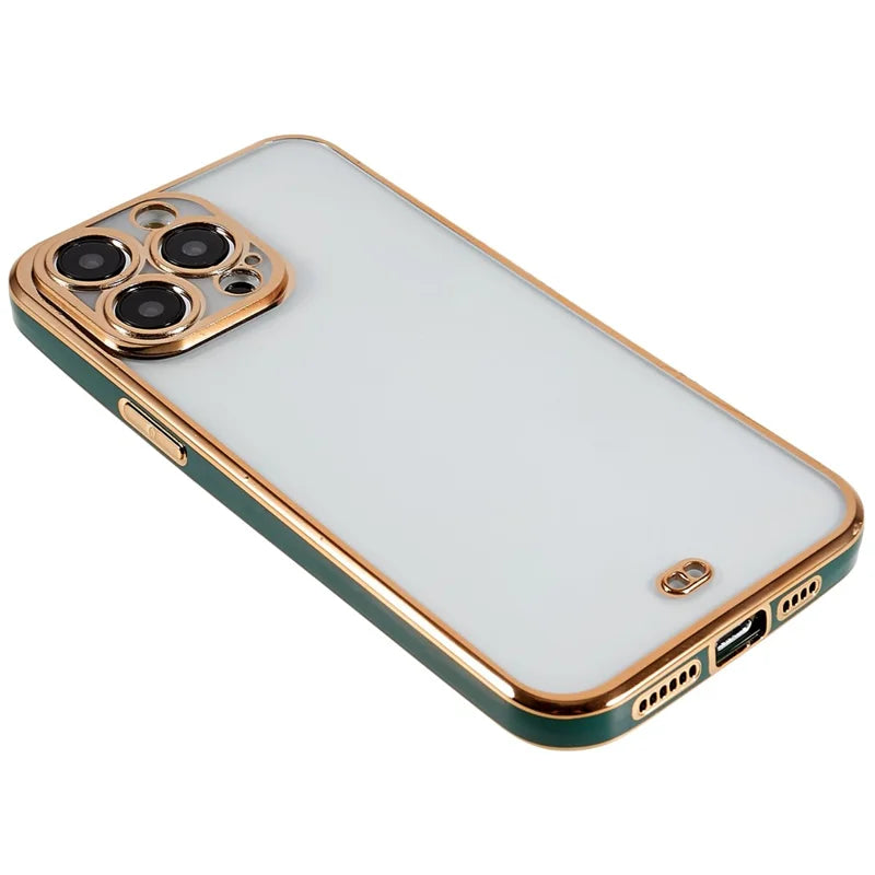 iPhone 14 Pro Max TPU Cover Soft Camera Lens Protection Electroplated – Grøn