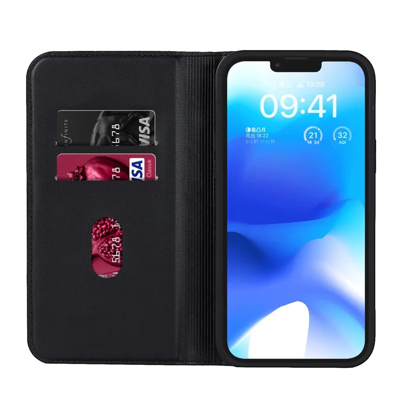 iPhone 13 Pro MagSafe PU Stand Cover RFID Blocking Card Holder – Sort