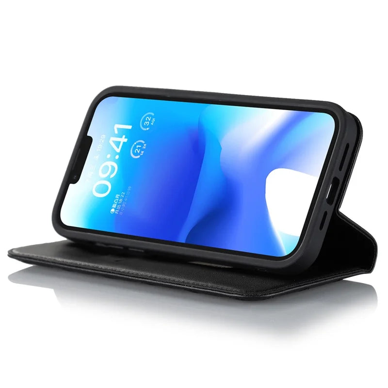 iPhone 13 Pro MagSafe PU Stand Cover RFID Blocking Card Holder – Sort