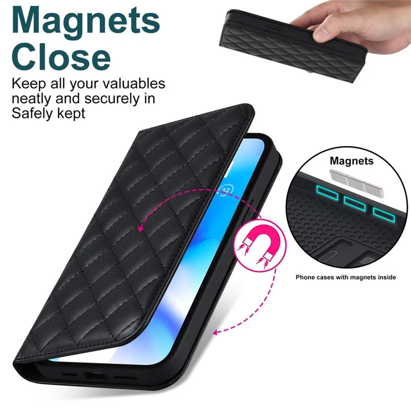 iPhone 13 Pro MagSafe PU Stand Cover RFID Blocking Card Holder – Sort