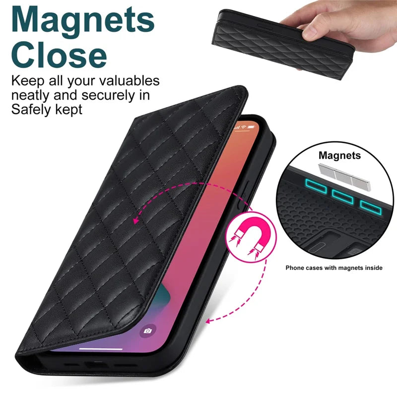 iPhone 12 Pro Max MagSafe PU Stand Cover RFID Blocking Card Holder – Sort