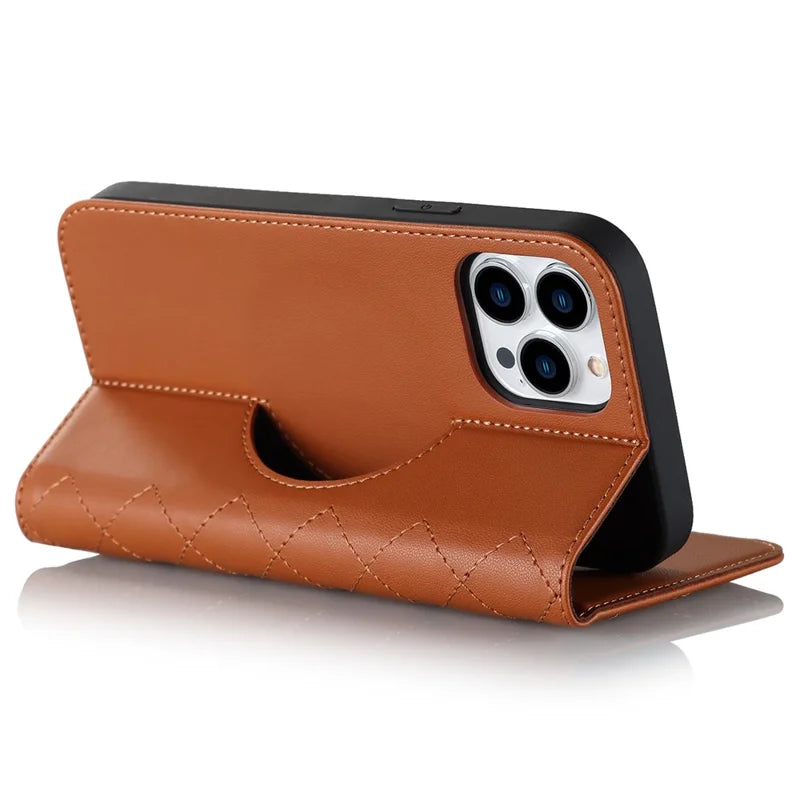 iPhone 12 Pro Max PU Leather Card Holder Phone Cover Compatible with MagSafe - Brown