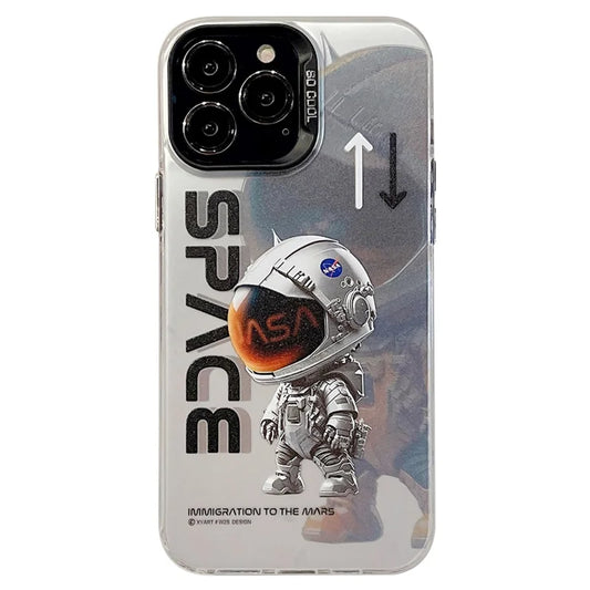 iPhone 13 Pro max, Graffiti, silver astronaut panda