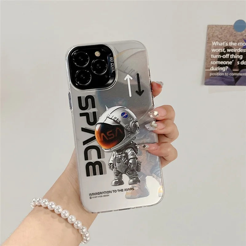 iPhone 14 Pro max, Graffiti, silver astronaut panda