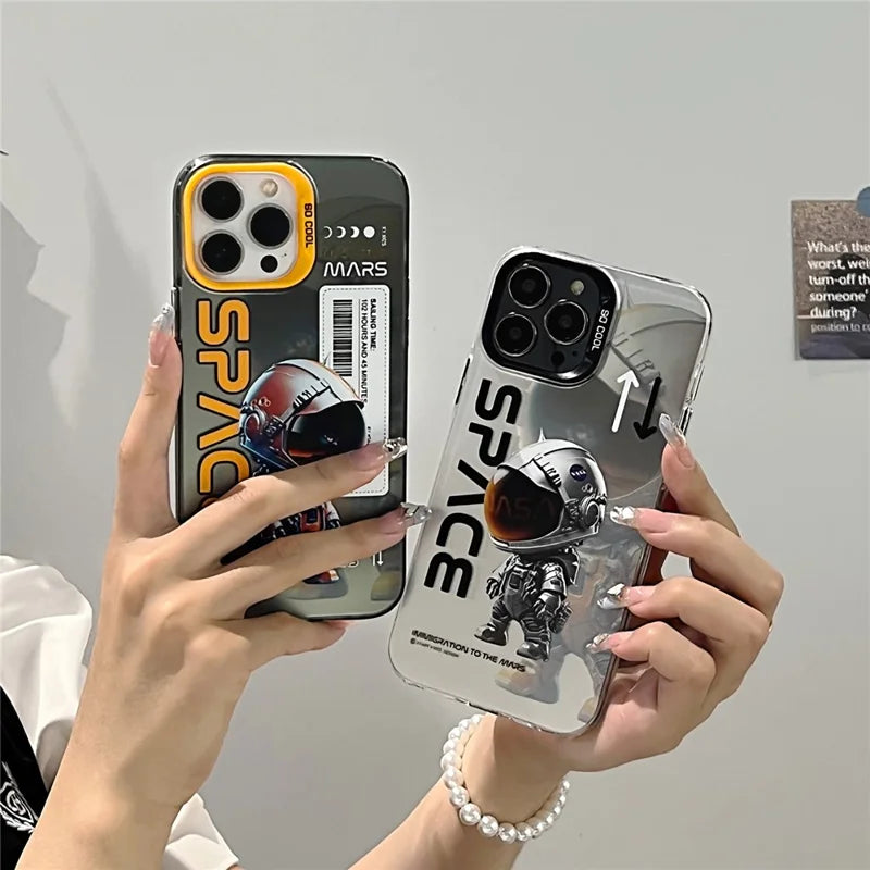 iPhone 14 Pro max, Graffiti, silver astronaut panda