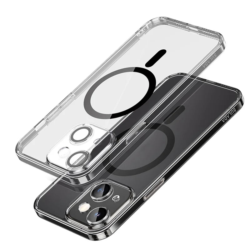 iPhone 15 Plus, magsafe, linse transparent/black