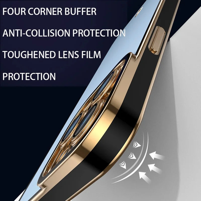 For iPhone 15 Pro Max TPU Case Electroplated Transparent Phone Cover - Black