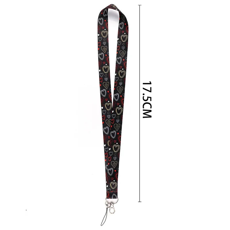 Universal Phone Lanyard Neck Strap ID Badge Card Holder Keychain Heart Pattern Strap Rope - AL426-2