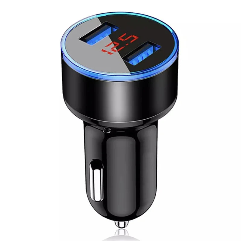 3.1A Fast Charging Dual USB Ports Cigarette Lighter Car Charger for 12V/24V Vehicles - Black
