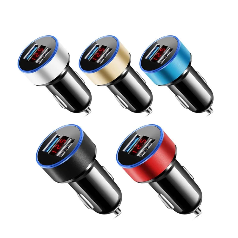 3.1A Fast Charging Dual USB Ports Cigarette Lighter Car Charger for 12V/24V Vehicles - Black
