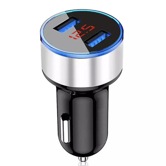 3.1A Fast Charging Dual USB Ports Cigarette Lighter Car Charger for 12V/24V Vehicles - Silver