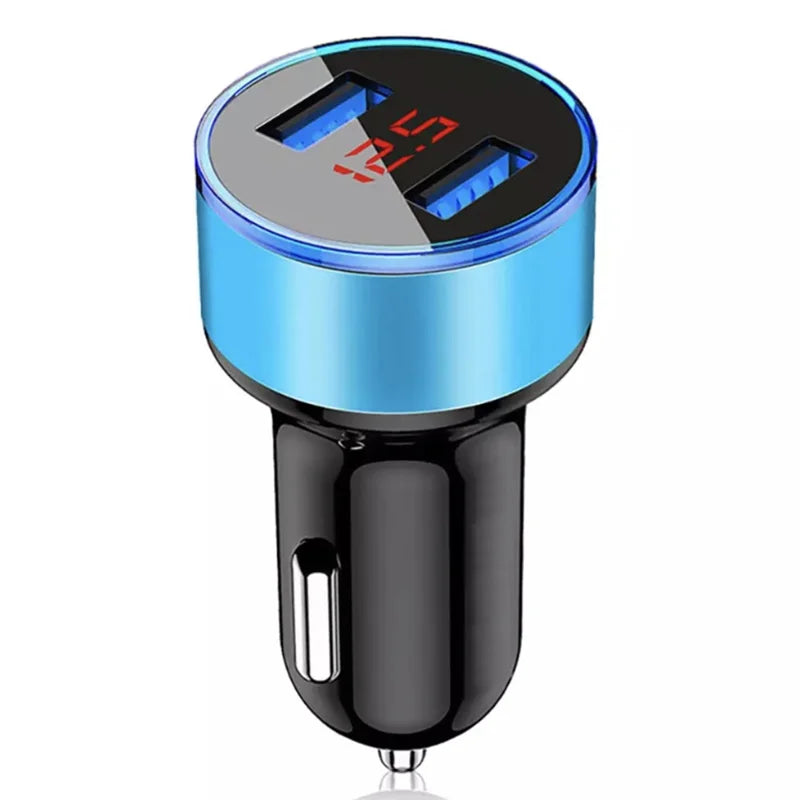 3.1A Fast Charging Dual USB Ports Cigarette Lighter Car Charger for 12V/24V Vehicles - Blue