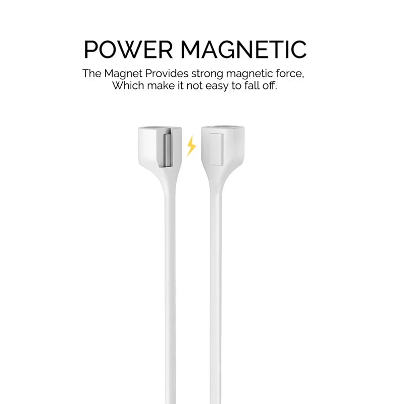 AHASTYLE PT74 For AirPods Silicone Magnetic Suction Anti-lost Rope Earphone Neck Lanyard - White