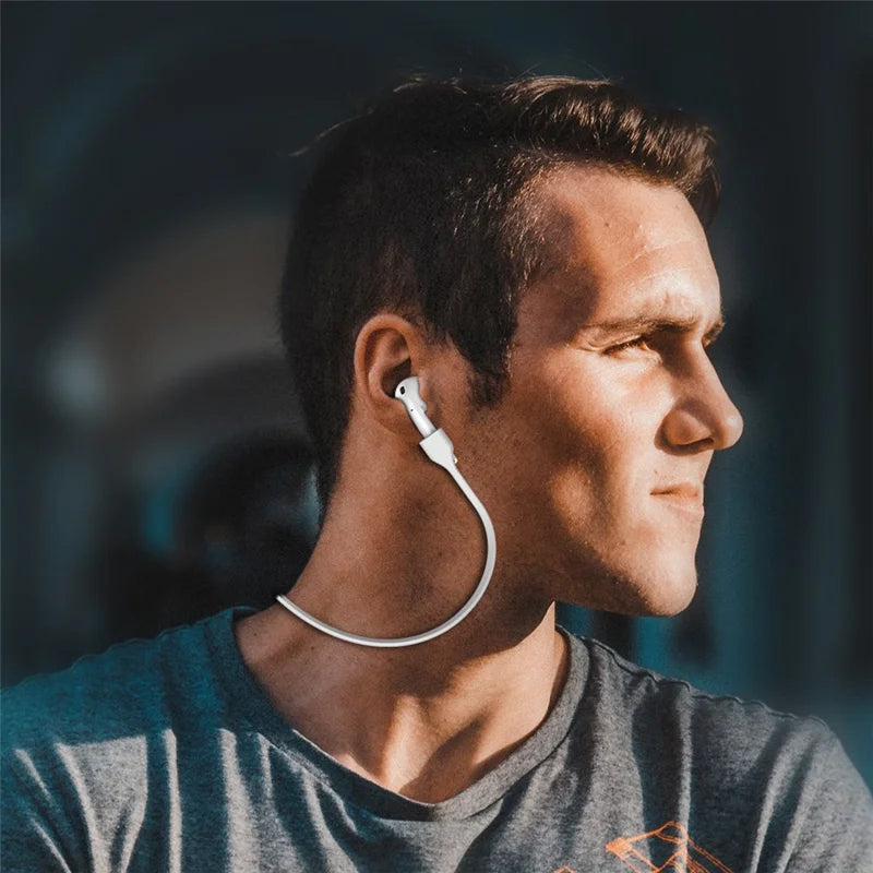 AHASTYLE PT74 For AirPods Silicone Magnetic Suction Anti-lost Rope Earphone Neck Lanyard - White