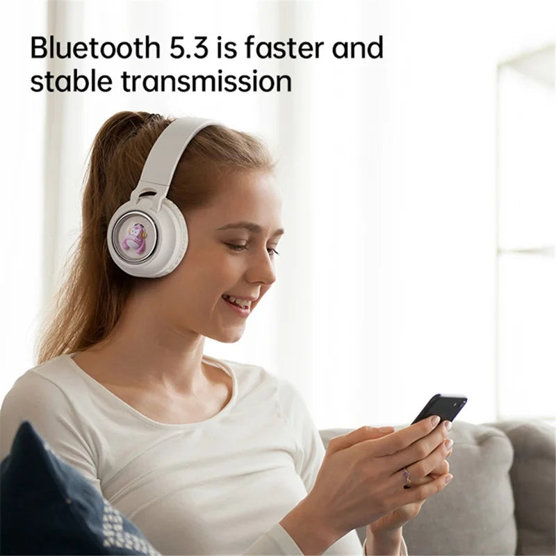 FINGERTIME Q1 BT5.3 Space Capsule Wireless Headset with Breathing Light Bluetooth Headphone for Kids - White