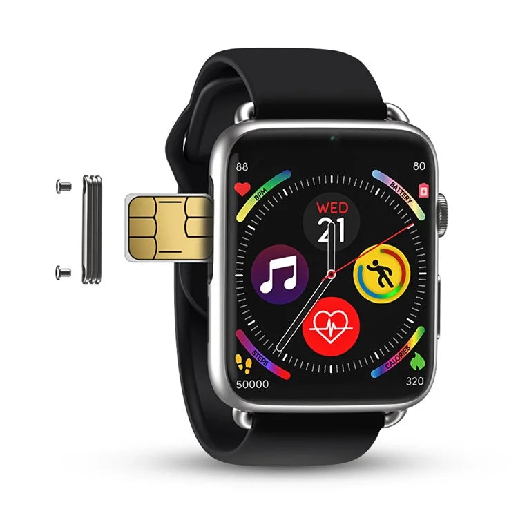 Smartwatch Phone 4G Blood Pressure Fitness Bracelet for iPhone Android - Black