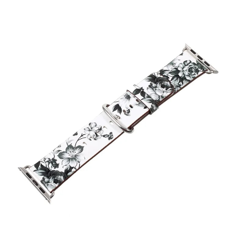 Apple Watch urrem 42/44mm. Hvid med blomster
