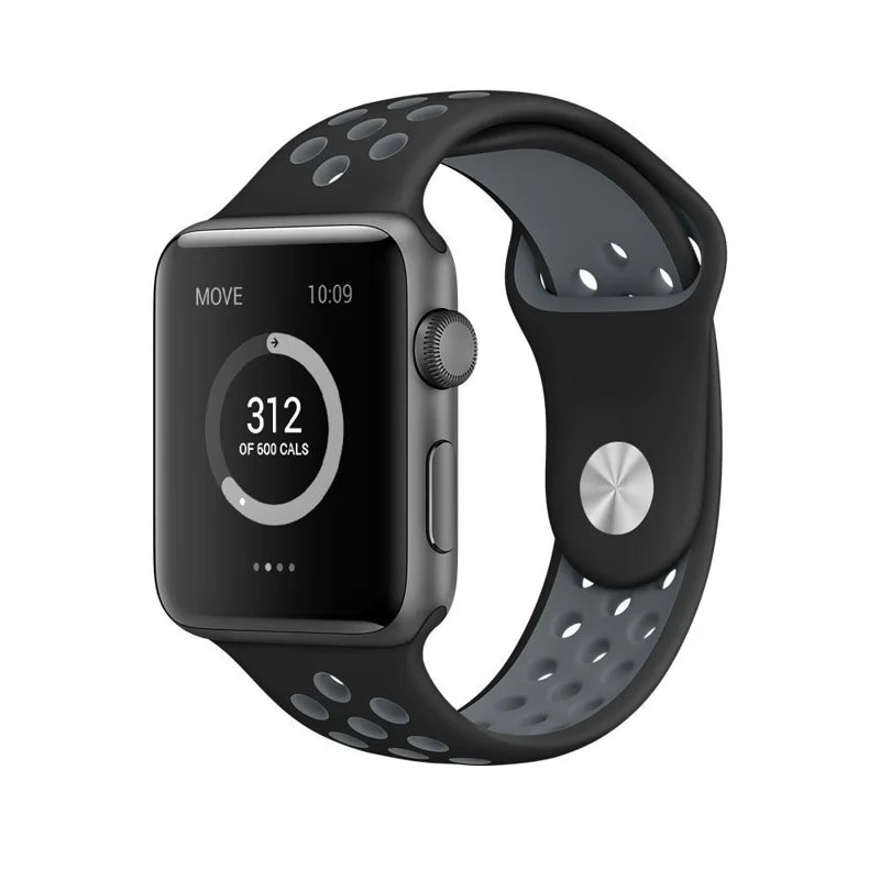 Apple Watch urrem 42/44 mm. Silicone. Sort/Grå