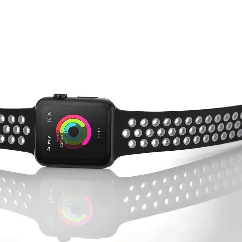 Apple Watch urrem 42/44 mm. Silicone. Sort/Grå