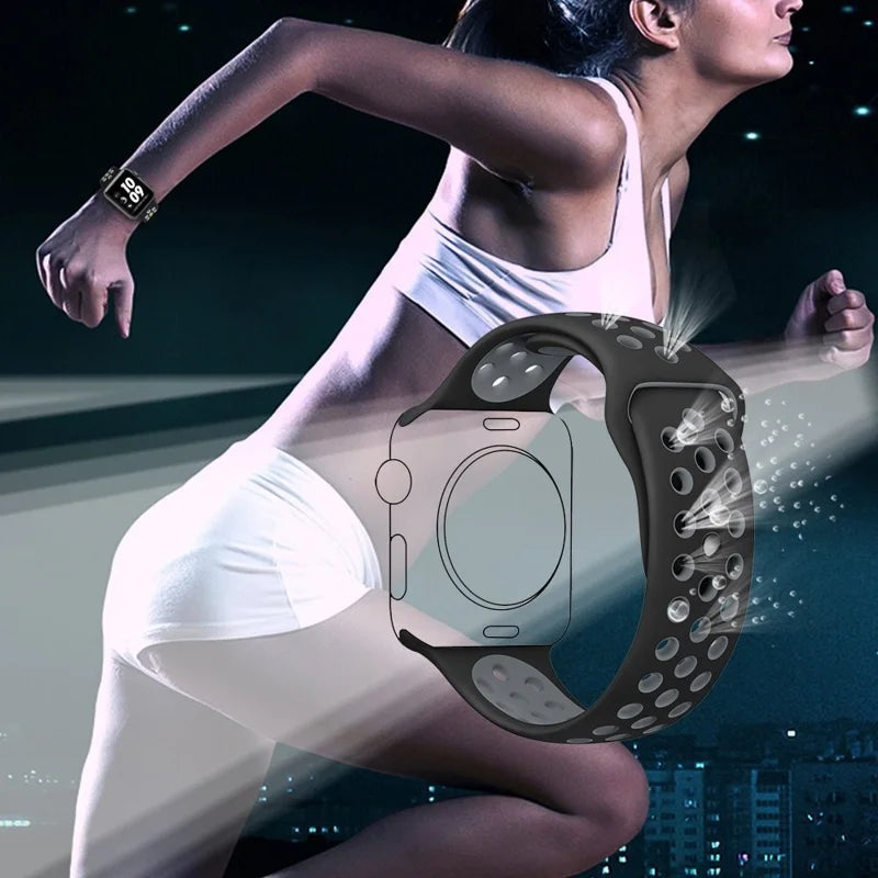 Apple Watch urrem 42/44 mm. Silicone. Sort/Grå