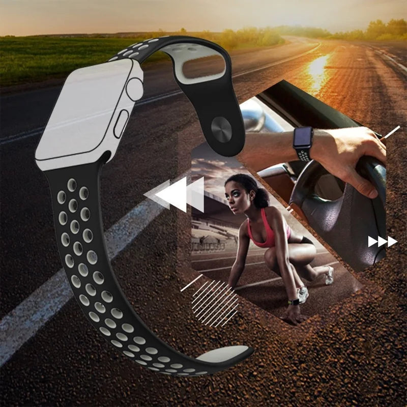 Apple Watch urrem 42/44 mm. Silicone. Sort/Grå