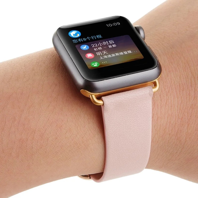 Apple Watch Læder Urrem. 42/44mm. Lyserød