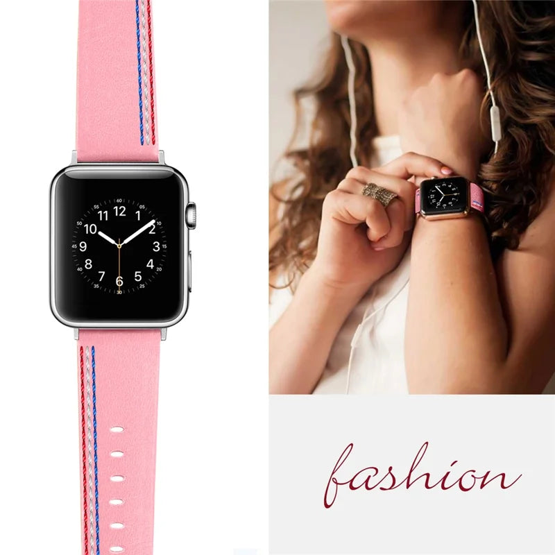 Apple Watch urrem 38/40mm. Genuine læder Lyserød
