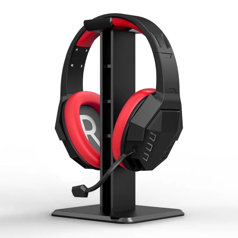 Plastic Holder Stand Stable Desktop Bracket with Sticker for Wired or Wireless Gaming Headset - Black