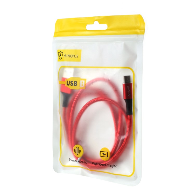 Kabel USB/MicroUSB 1m Rød