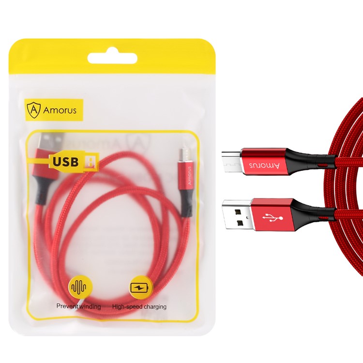 Kabel USB/MicroUSB 1m Rød