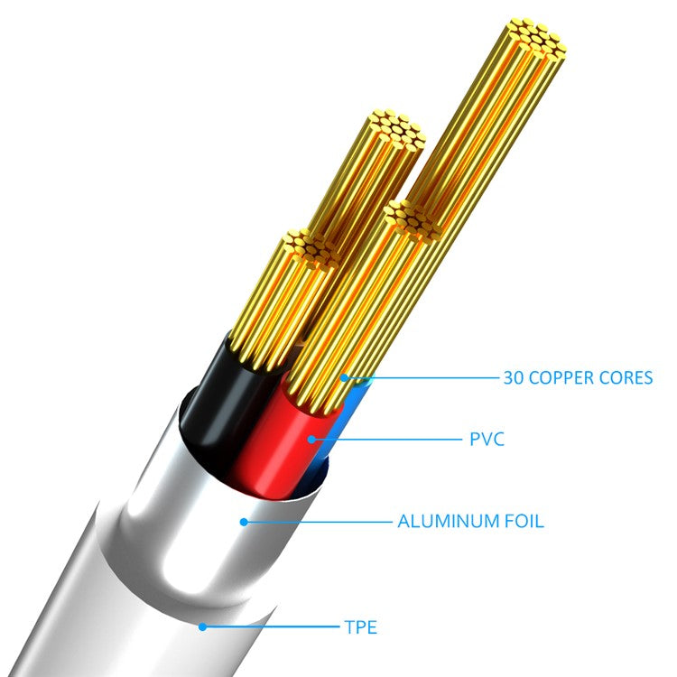 Kabel USBa/USBC 1m Hvid
