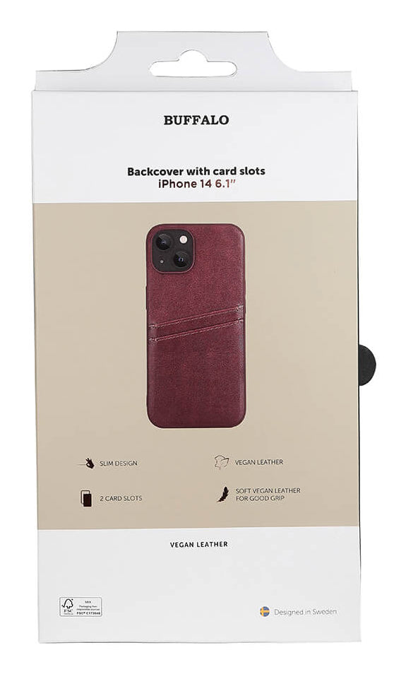 iPhone 13/14 Læder Cover med kortholder 2 6 1 – Brun – Buffalo - billede 3