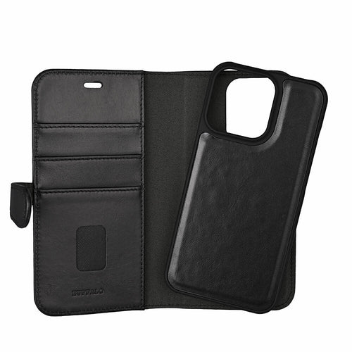 iPhone 13 Pro Læder Wallet Flip Cover – Sort – Buffalo