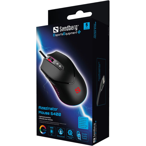 Sandberg Azazinator 6400 Gaming Mouse, Black