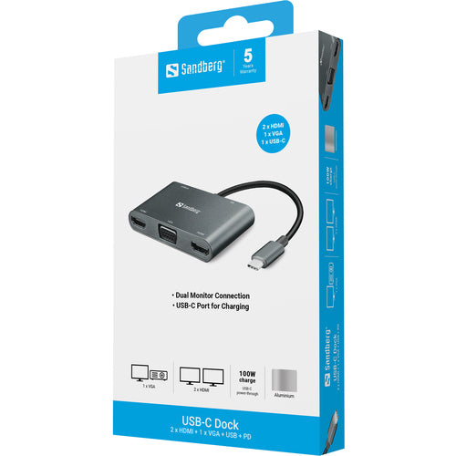 USBC Dock 2xHDMI/VGA/USB/PD