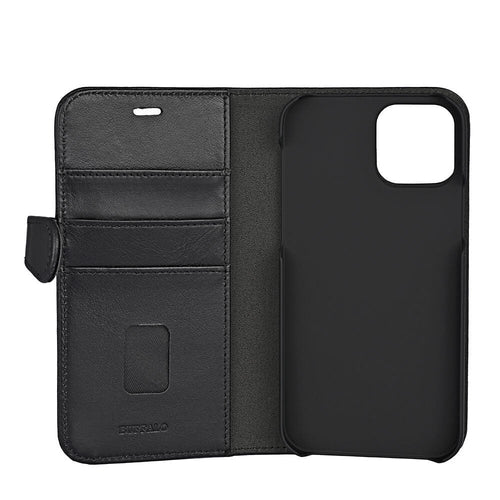 iPhone 12/12 Pro Læder Wallet Flip Cover – Sort – Buffalo
