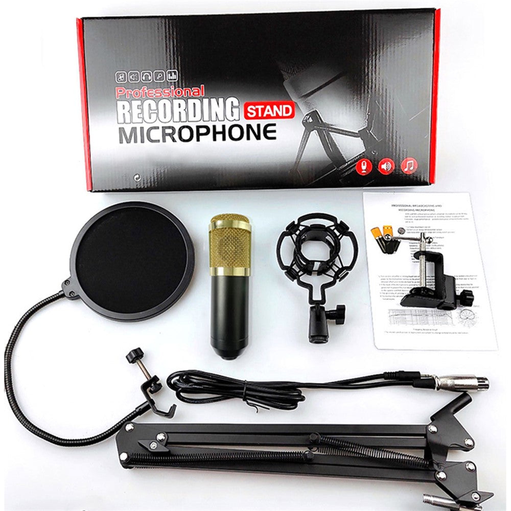 Studio Live Streaming Broadcasting Recording Condenser Microphone Stand Kit