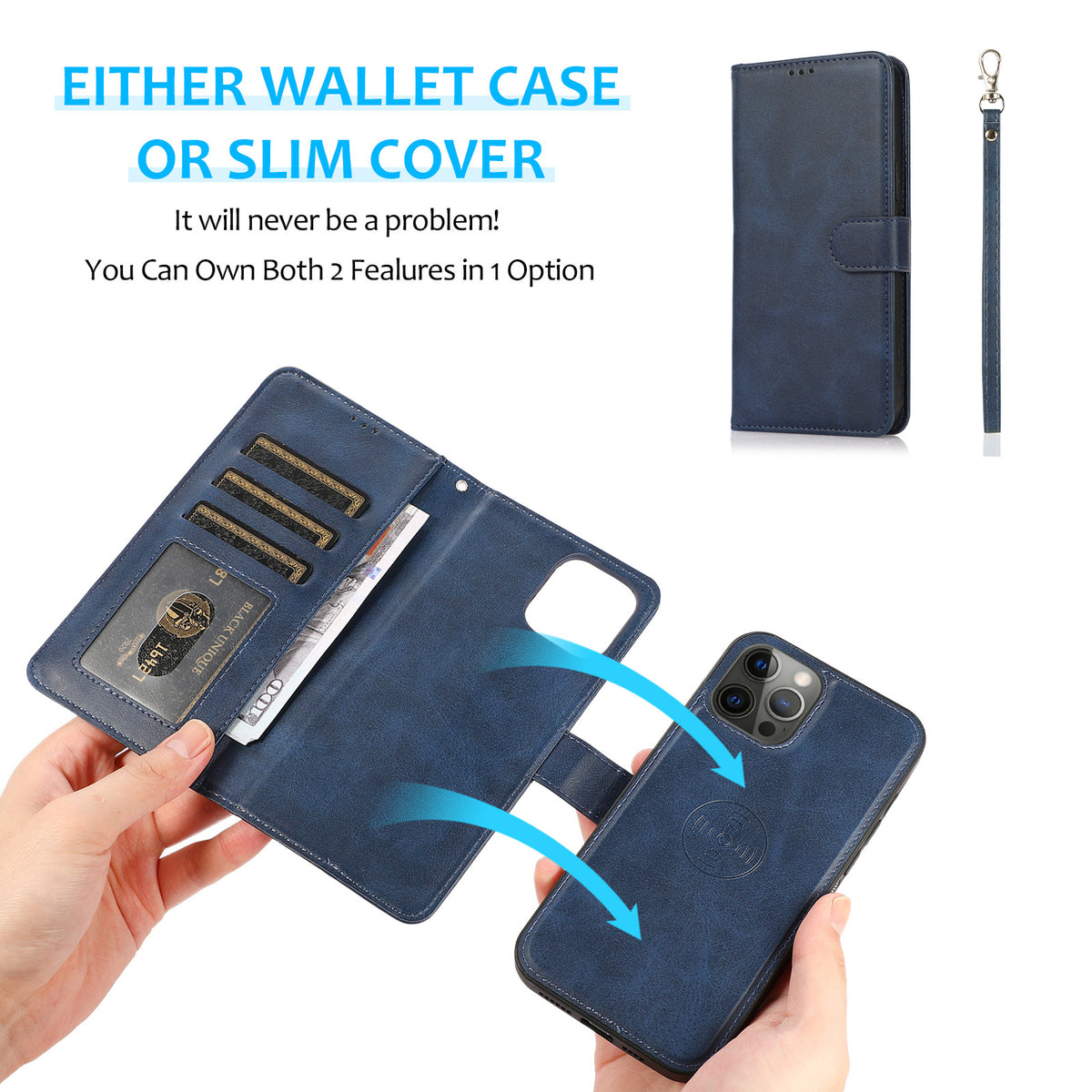 iPhone 13 Pro Max Wallet Flip Cover bagside – Rød