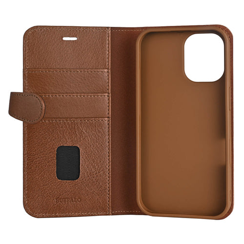 iPhone 16 Læder Wallet Flip Cover 2 i 1 – Brun – Buffalo