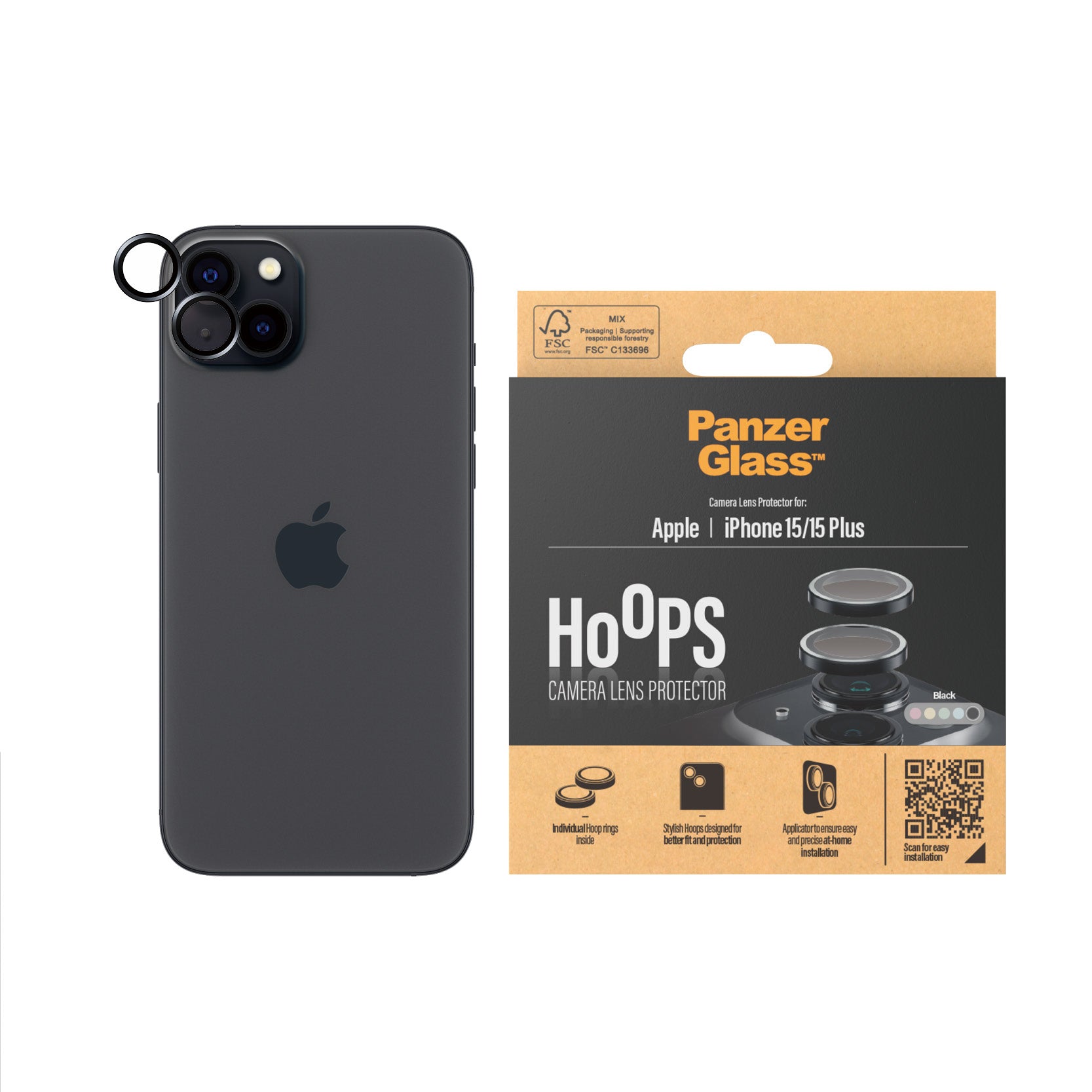 PanzerGlass Hoops for iPhone 15/15 Plus Black