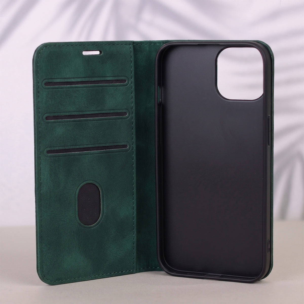 iPhone 15 Wallet Flip Cover Smart Suede – Grøn - billede 7