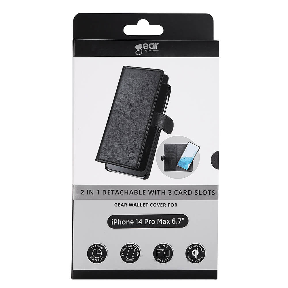 GEAR 2in1 Wallet 3 card iPhone 14 Pro Max 6,7" Black