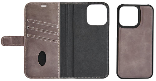 iPhone 13 Mini Læder Wallet Flip Cover detachable – Grå