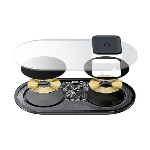 Wireless charger - Simple 2in1 WXJK-A01 18W black transparent