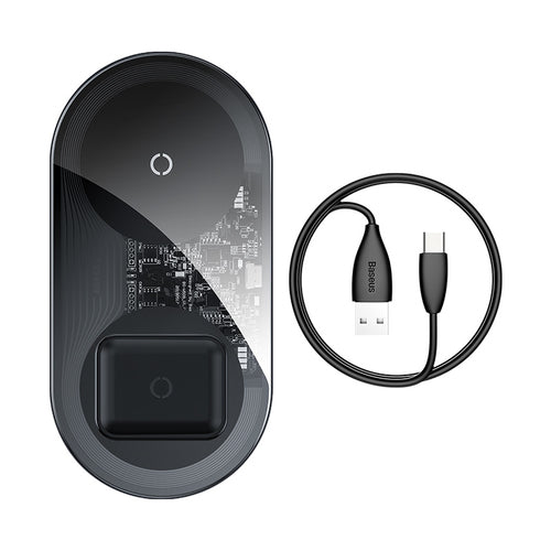 Wireless charger - Simple 2in1 WXJK-A01 18W black transparent