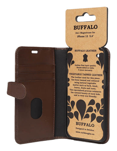 iPhone 12 Mini Læder Wallet Flip Cover – Brun – Buffalo